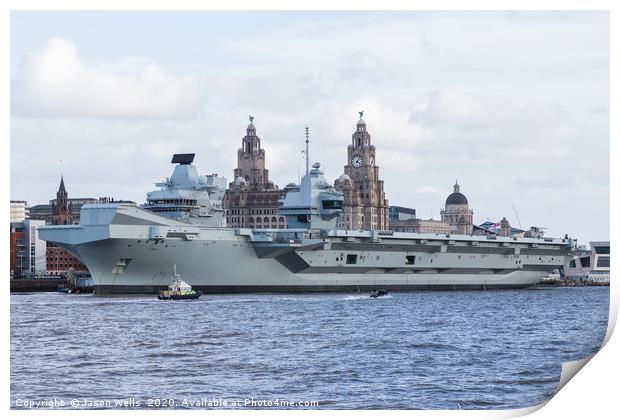 HMS Prince of Wales in front of the three graces Print by Jason Wells