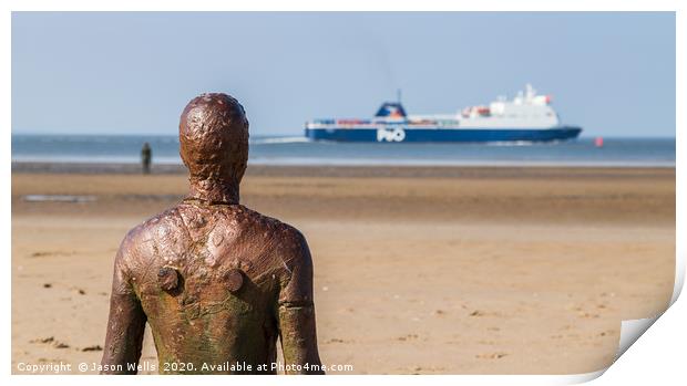 Iron Man watches a ferry pass by Print by Jason Wells