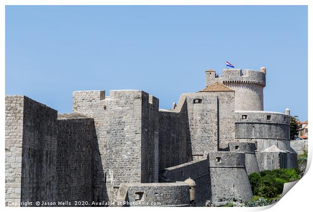 City walls of Dubrovink Print by Jason Wells