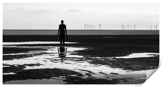 Iron Man looking out at a wind farm Print by Jason Wells