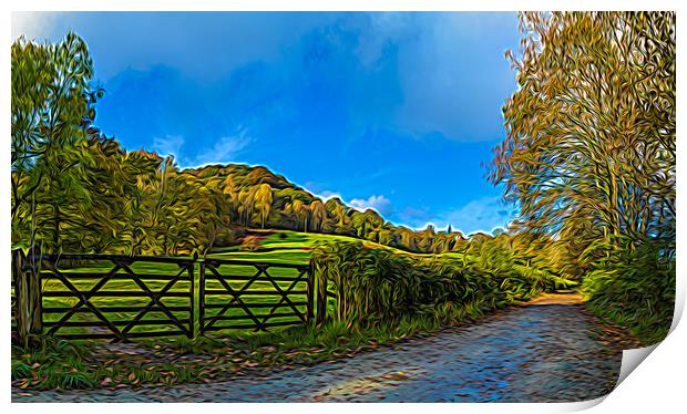 Panorama of a pathway in the Lakes Print by Jason Wells
