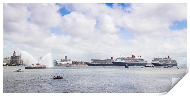 Three Queens on the Liverpool waterfront Print by Jason Wells