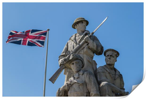 Union Jack behind the New Brighton War Memorial Print by Jason Wells