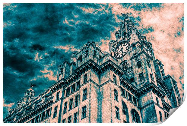 Dramatic sky above the Liver Building Print by Jason Wells