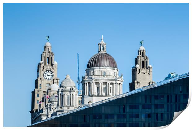 Three Graces above a modern building Print by Jason Wells