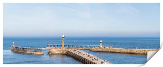 Whitby harbour entrance panorama Print by Jason Wells