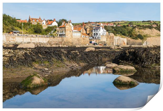 Rockpools in front of Robin Hoods Bay Print by Jason Wells