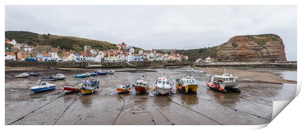Fishing boats in Staithes harbour Print by Jason Wells
