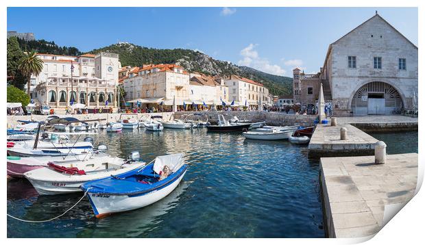 Boats in Hvar Town harbour Print by Jason Wells
