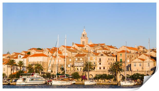 Dusk over Korcula old town Print by Jason Wells