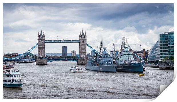 HMS Belfast in London Print by Jason Wells