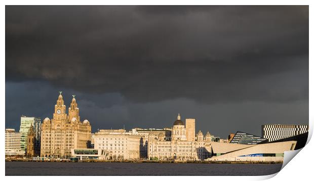 Dramatic clouds over the Liverpool skyline Print by Jason Wells