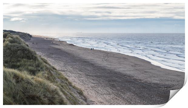 Foot prints dotted over the beach at Formby Print by Jason Wells