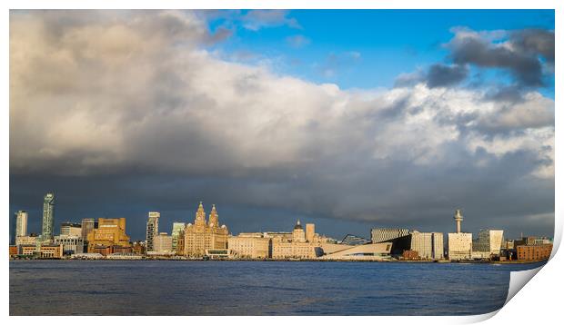 Clouds pass over the Liverpool skyline Print by Jason Wells