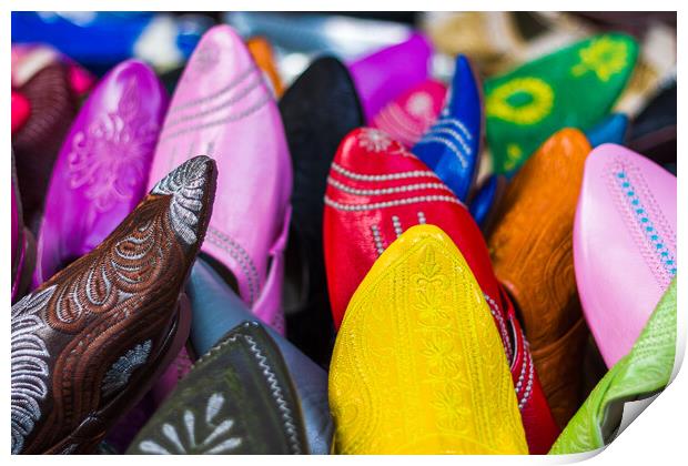 Leather slippers in a souk Print by Jason Wells