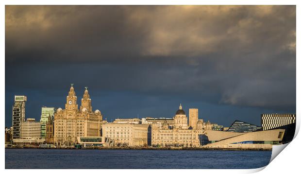World famous Liverpool skyline as the light fades Print by Jason Wells