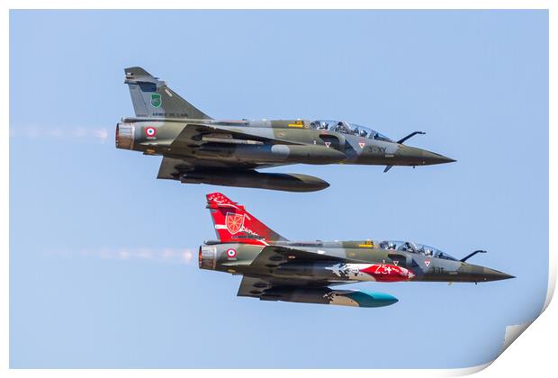 French Air Force Mirage 2000D pair Print by Jason Wells