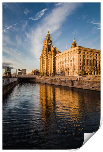 Reflections of the Liver Building at dusk Print by Jason Wells