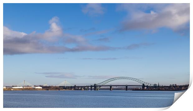 Three Runcorn Bridges spanning the Mersey Estuary Print by Jason Wells