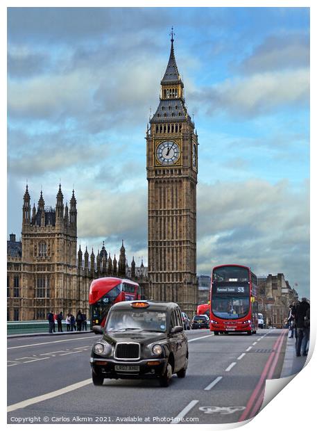 London, UK - Iconic Elizabeth Tower / Big Ben Print by Carlos Alkmin