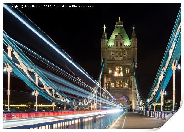 Tower Bridge Light Trails Print by John Fowler