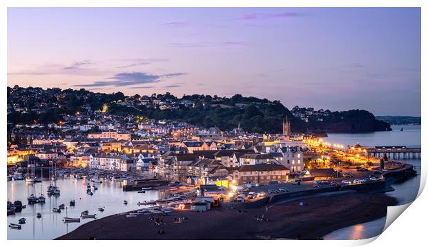 Teignmouth At Twilight Print by John Fowler