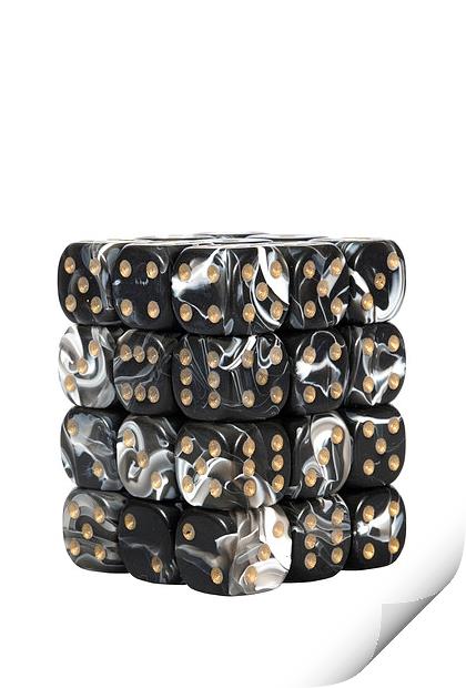 Black dice on white Print by Ivan Kovacs