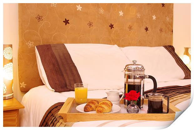 Romantic Continental  Breakfast in Bedroom Print by Richard Pinder