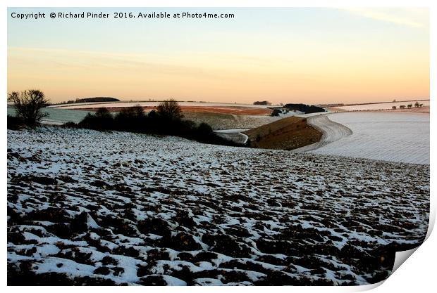 Early Morning on the Yorkshire Wolds Print by Richard Pinder