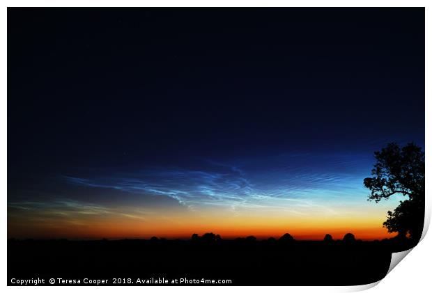 Noctilucent clouds glow in the distance  Print by Teresa Cooper