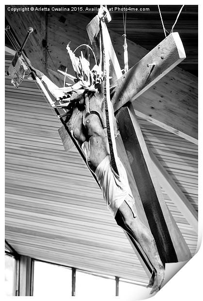 Crossed Jesus figure sculpture Print by Arletta Cwalina