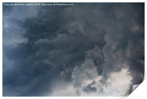 clouds billowy sky stormy weather Print by Arletta Cwalina