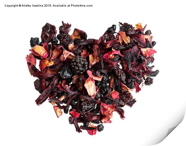 Dried mix of red fruits and plants petals tea  Print by Arletta Cwalina