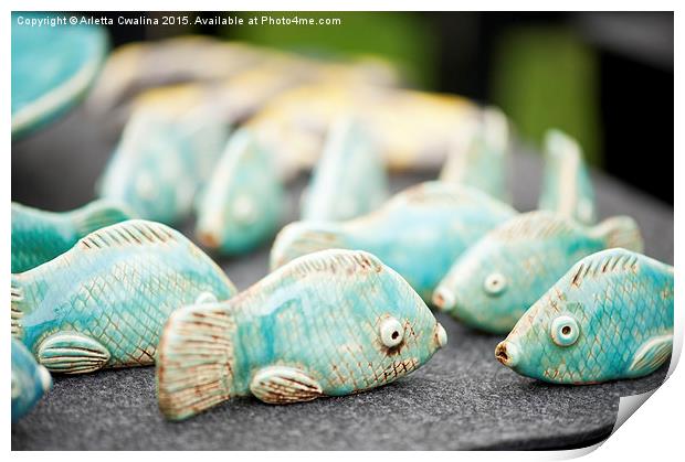 Tiny fish ceramic decorations Print by Arletta Cwalina