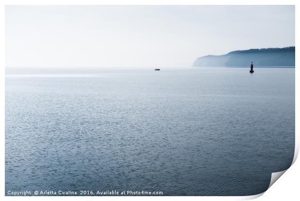 Gdynia calming Baltic Sea horizon Print by Arletta Cwalina