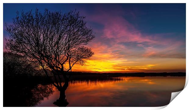  Fire in the Sky, Kenfig pool Print by Dean Merry