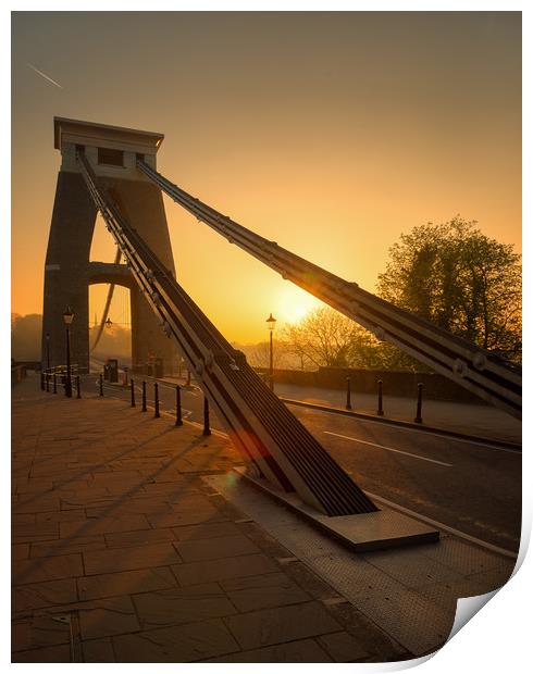 Sunrise at Clifton Suspension bridge  Print by Dean Merry