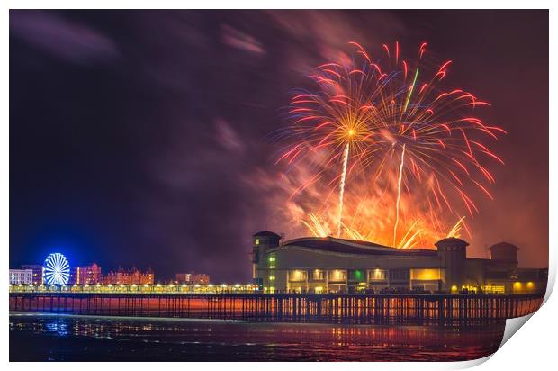 Weston pier fireworks display Print by Dean Merry