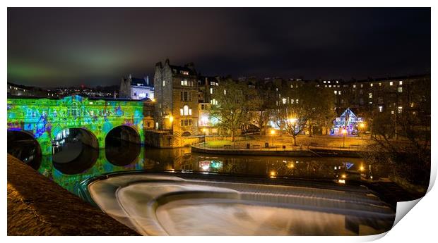 Christmas holiday display on the Pulteney Bridge B Print by Dean Merry