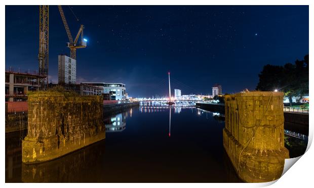 Swansea river Tawe foot bridge Print by Dean Merry