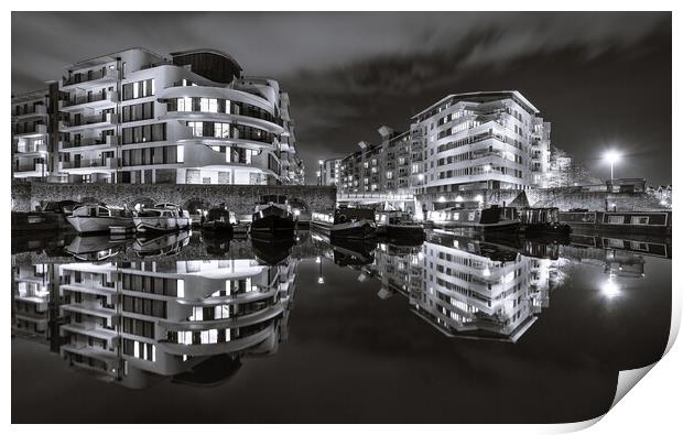 Bristol Apartments and canal boats Print by Dean Merry