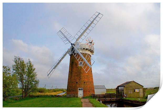 Horsey Wind Pump Print by Christopher Hill