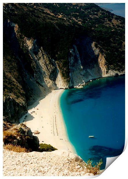 Myrtos Beach Kefalonia Print by Sandra Sylvester