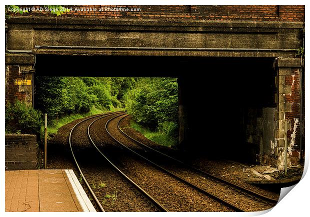 Track Under Bridge Print by AD Singh