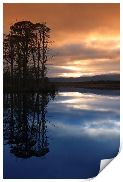 Sunset over Loch Mallachie Print by Michael Hopes
