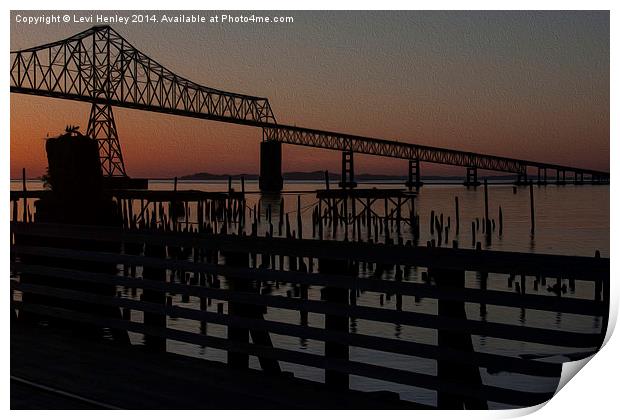 Astoria Sunset Oil Painting Style Print by Levi Henley