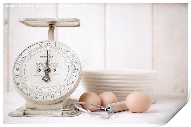 Baking Time Vintage Kitchen Scale Print by Edward Fielding
