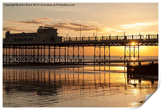 Worthing pier West Sussex Uk. Just before sunset Print by John Boud