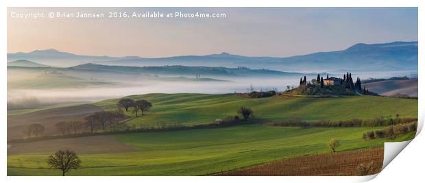 Tuscan Dawn Pano Print by Brian Jannsen