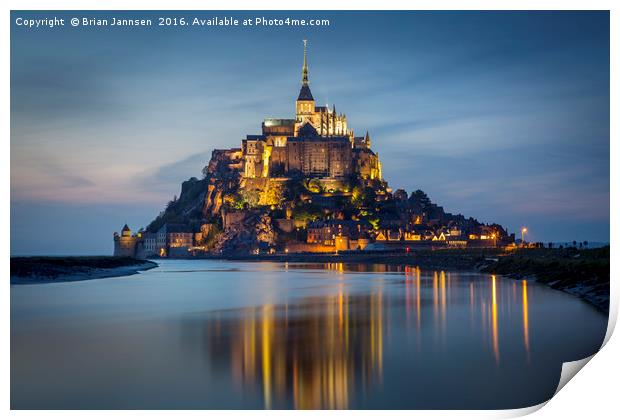 Twilight over Mont Saint Michel Print by Brian Jannsen